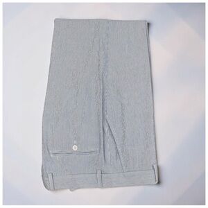 Ballin Men’s Blue White Stripe Cotton Stretch Tailored Pants | 35 | Quiet Luxury